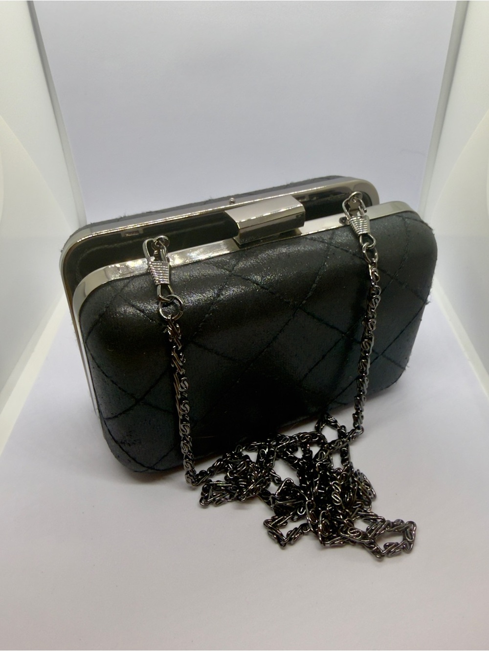 Black Quilted Chain Strap Women’s Clutch
